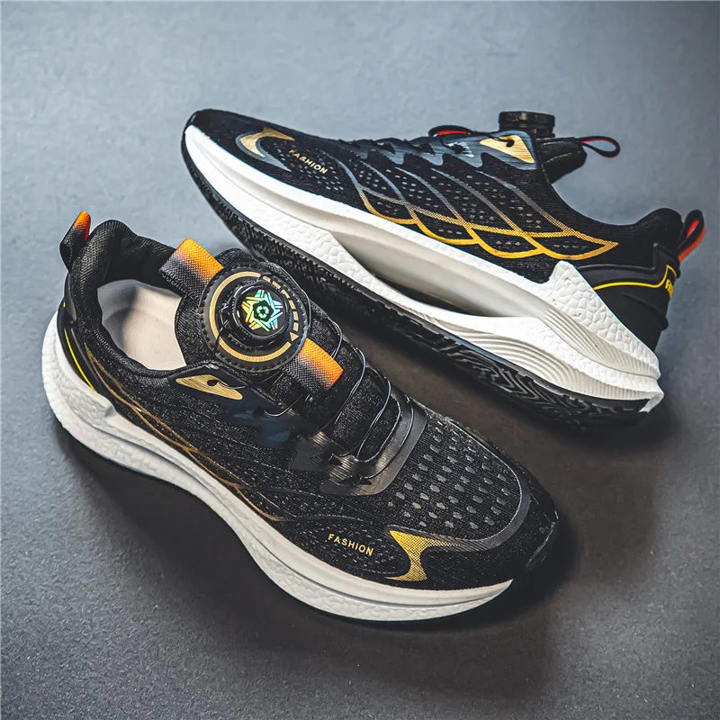 Men's Breathable Mesh Sneakers – Rotating Buckle Sport Shoes