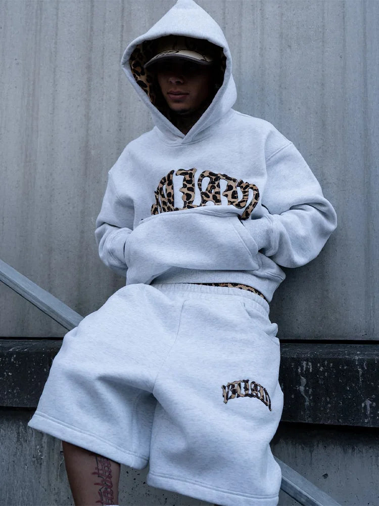 Y2K Leopard Embroidered Hoodie Co-ord Set – Unisex Casual Streetwear