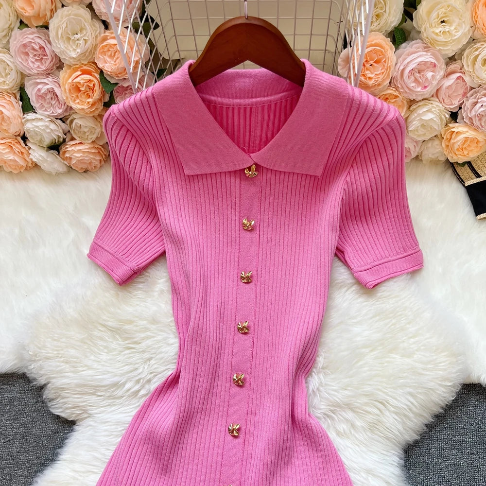Collared Knit Midi Dress