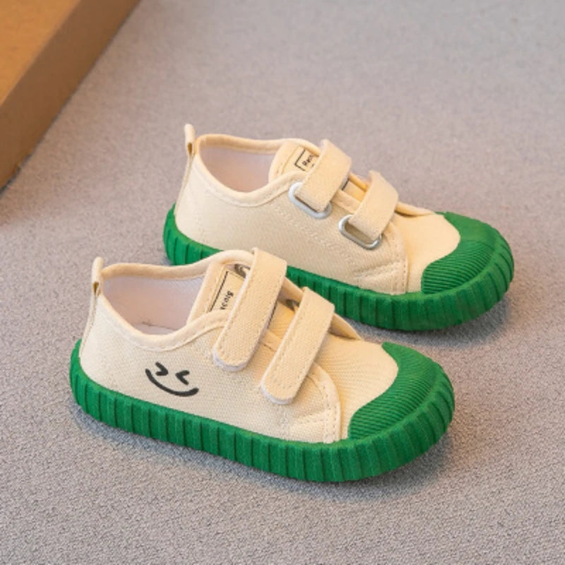 Kids Canvas Sneakers – Non-Slip Hook & Loop Shoes (Size 21–32)