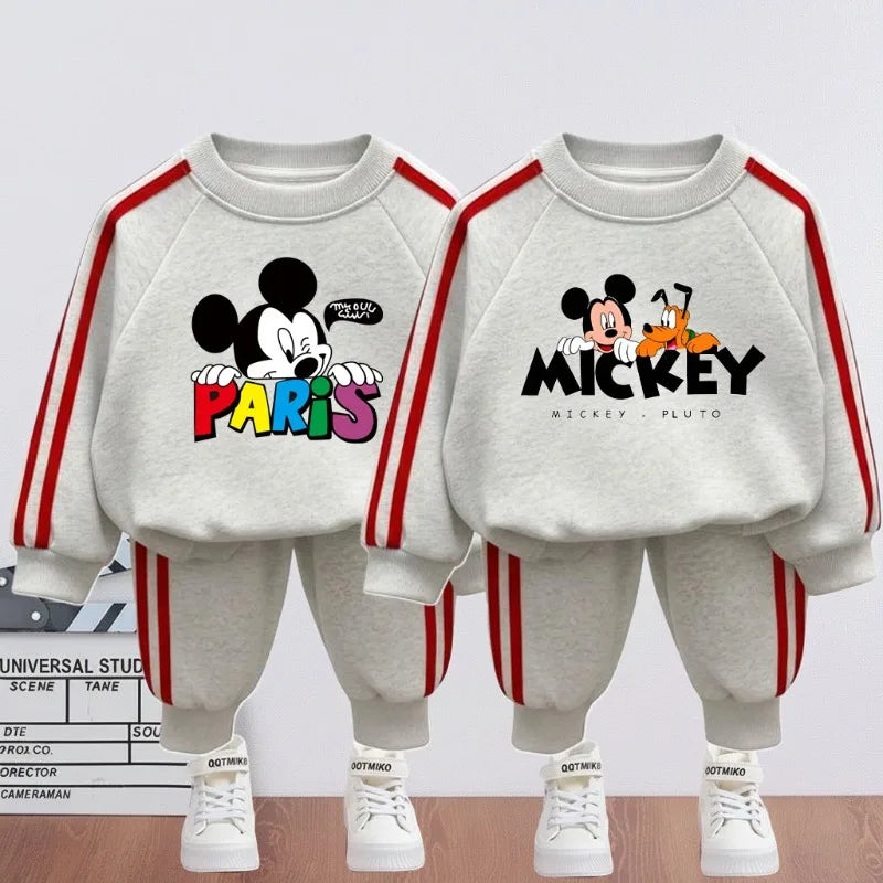 Boys' Cartoon Tracksuit Set – Hoodie & Striped Pants