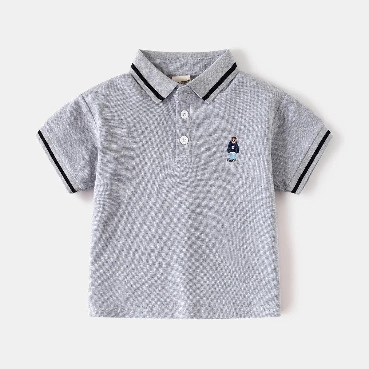 Boys' Cute Bear Polo T-Shirt – Toddler Cotton Cartoon Top