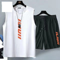 Summer men's clothing Fashion casual basketball suit street sportwear 2 piece breathable short sleeve T-shirt+jogging shorts set