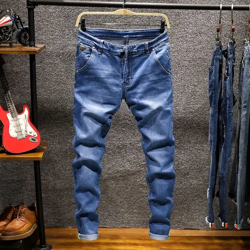 Men's Slim Fit Ripped Stretch Jeans – Distressed Denim