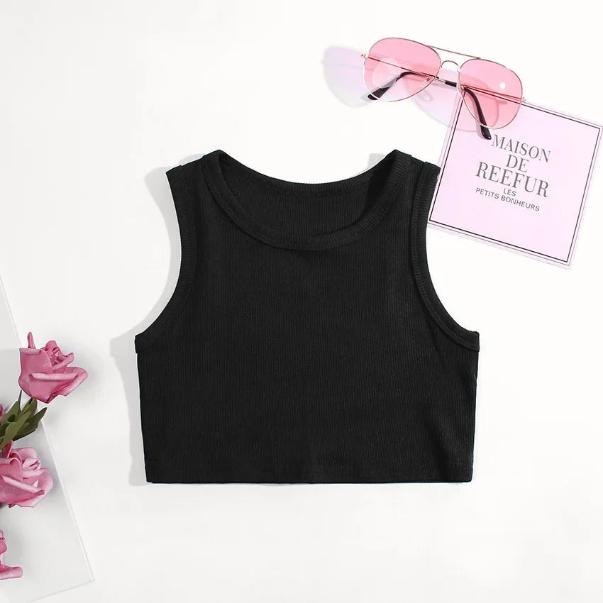 Girls' Cotton Sleeveless Tank Top – Soft Camisole Undershirt for Toddlers & Kids