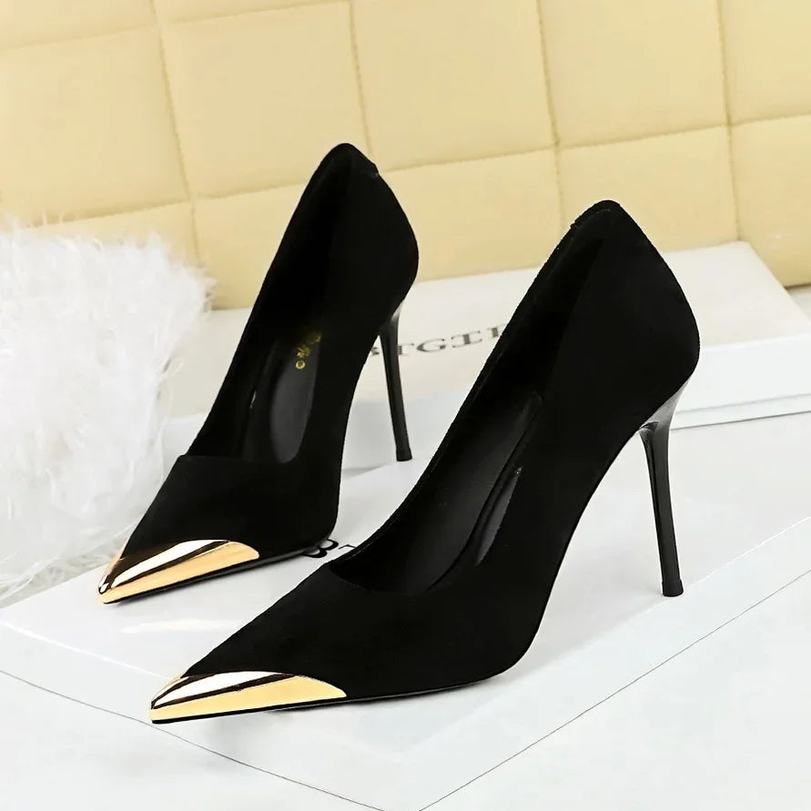 Women's Pointed-Toe Stiletto Pumps – 9.5cm Spike Heel Dress Shoes for Office & Party