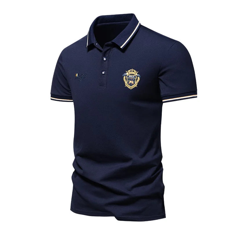 Men's Embroidered Polo Shirt — Luxury Casual Short Sleeve