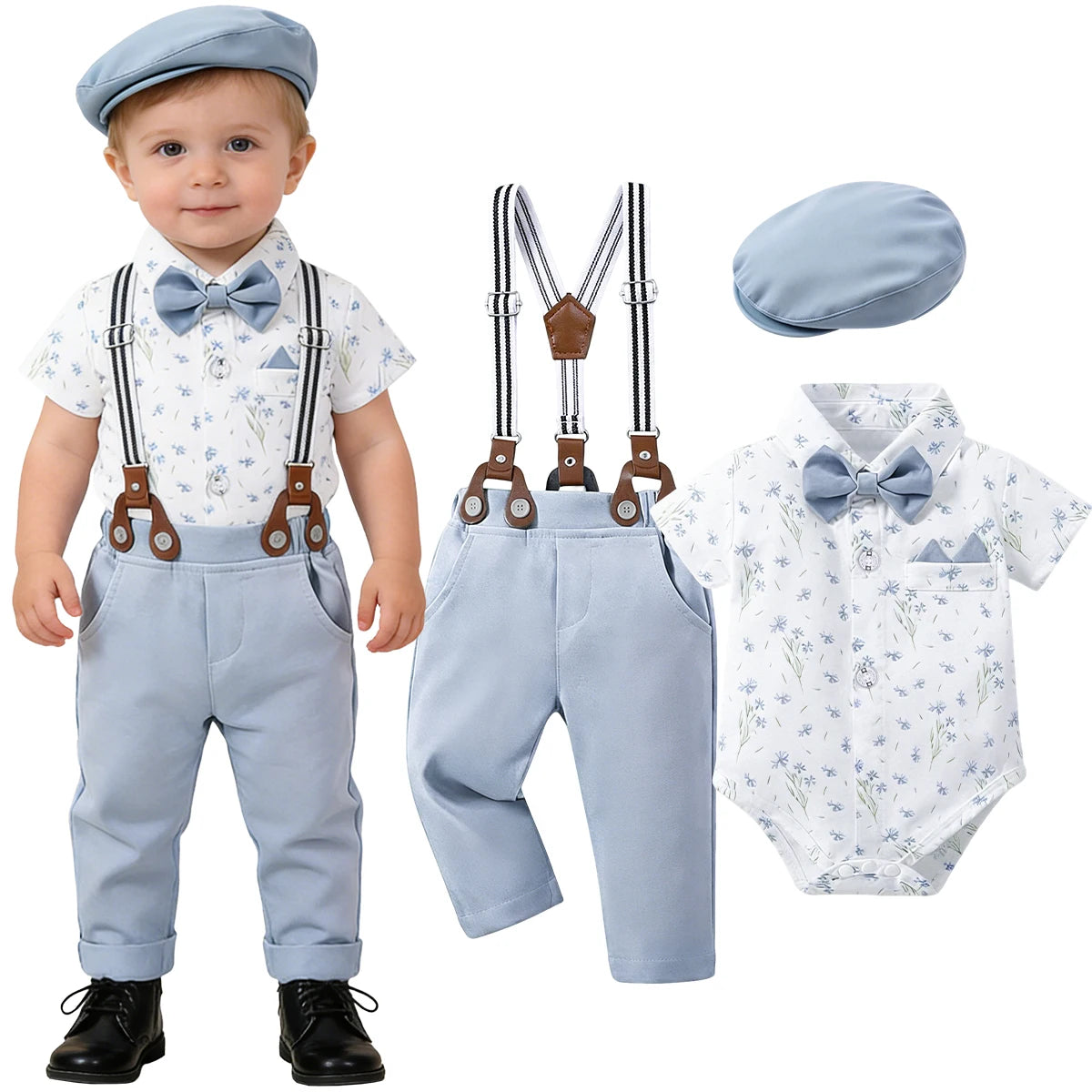 Baby Boy Christening & Baptism White Formal Suit Set – Wedding & Birthday Outfit