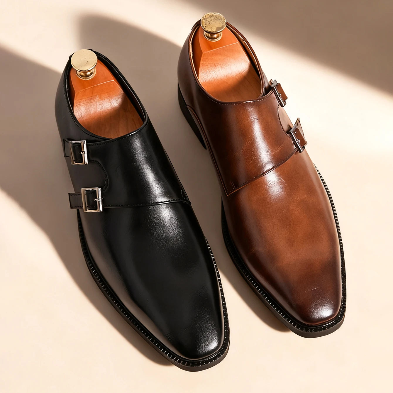 Men's Classic Monk Strap Pointed Toe Oxford Shoes – Business, Wedding & Party