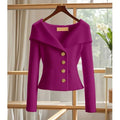 Women's Slim-Fit Knit Cardigan — Long Sleeve Button-Up Sweater Coat