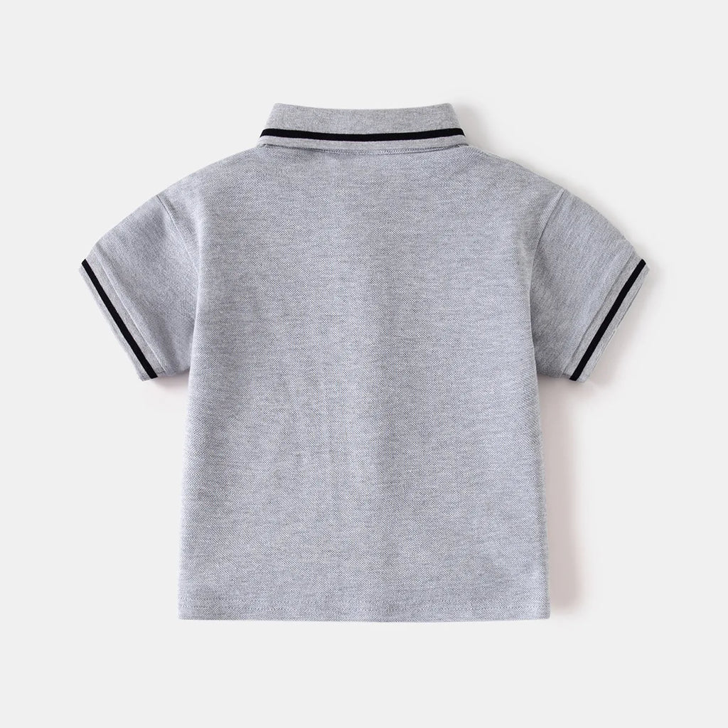 Boys' Cute Bear Polo T-Shirt – Toddler Cotton Cartoon Top