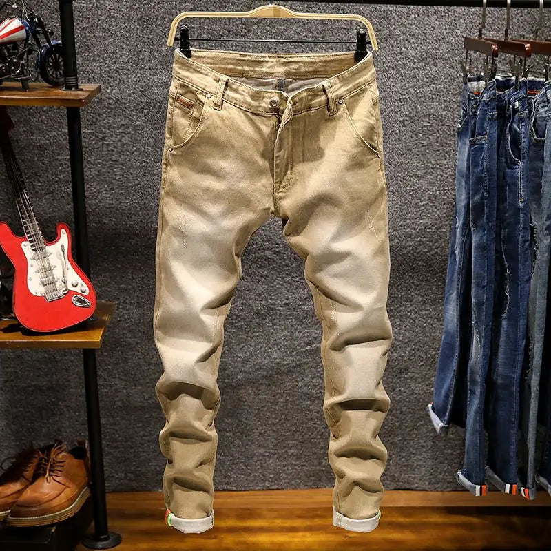 Men's Slim Fit Ripped Stretch Jeans – Distressed Denim