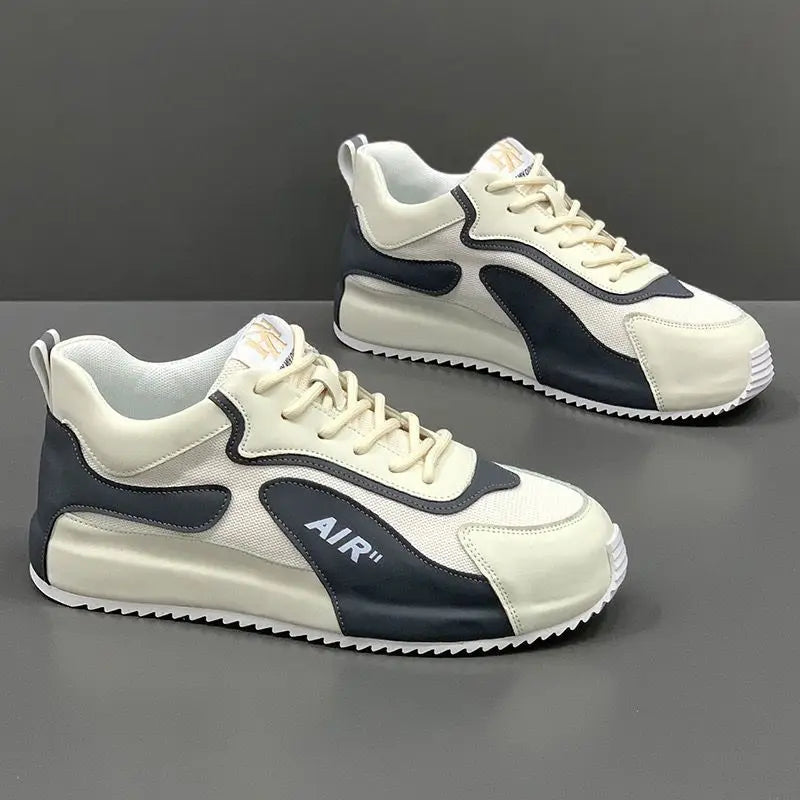 Chunky Sneakers Men Cover Bottom Board Shoes Fashion Casual Microfiber Leather Upper Increased Internal Platform Running Shoes