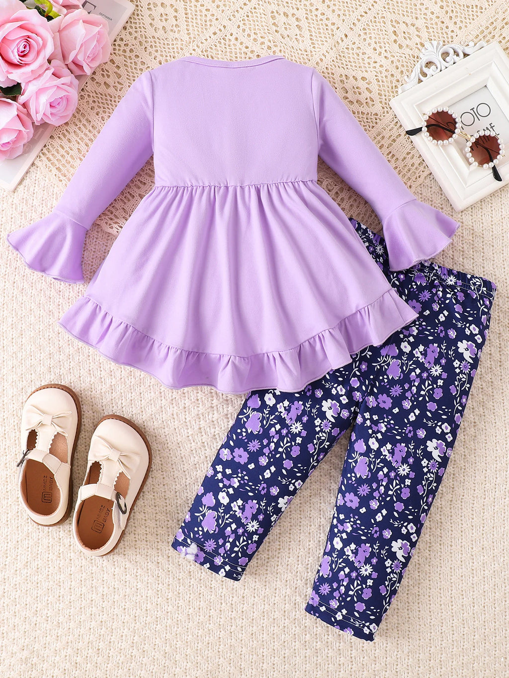 Baby Floral Flared Sleeve Set — Cute Autumn Outfit