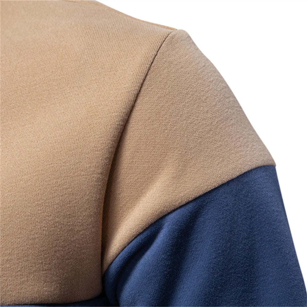 AIOPESON New Spring Men's Color-Block Cotton Blend  Hoodies for Business Casual Style Long Sleeve Sweatshirt