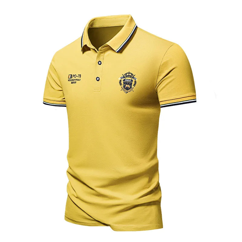 Men's Embroidered Polo Shirt — Luxury Casual Short Sleeve
