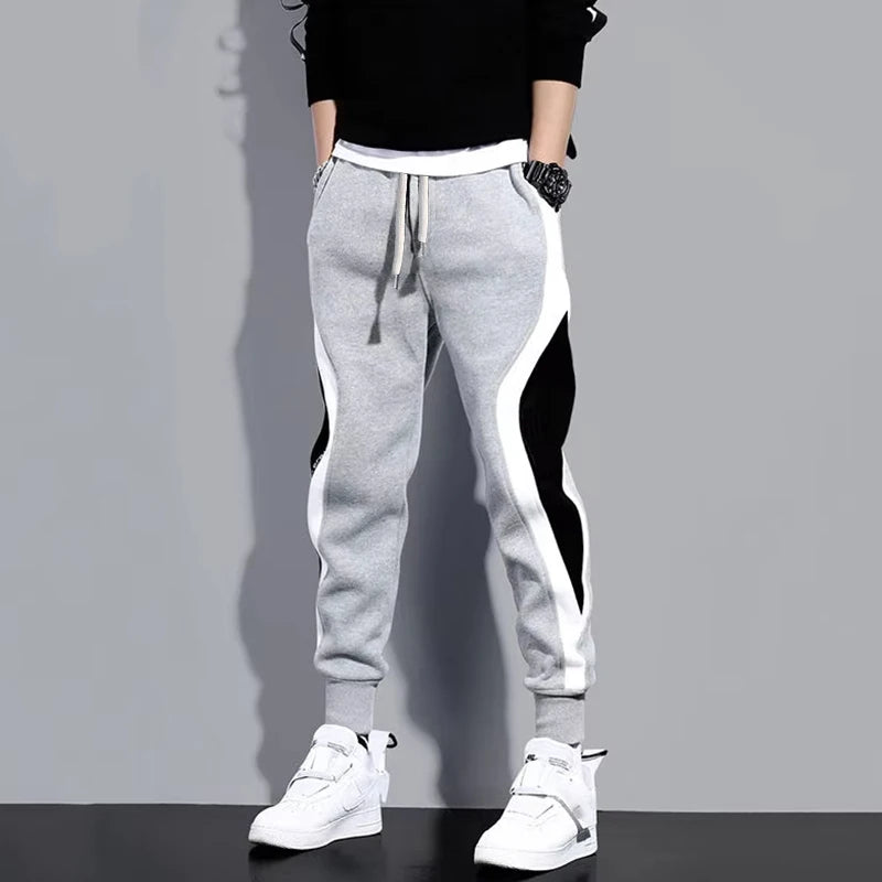 Men's Loose Harem Jogger Pants – Elastic Waist Casual Trousers with Pockets for Spring & Fall