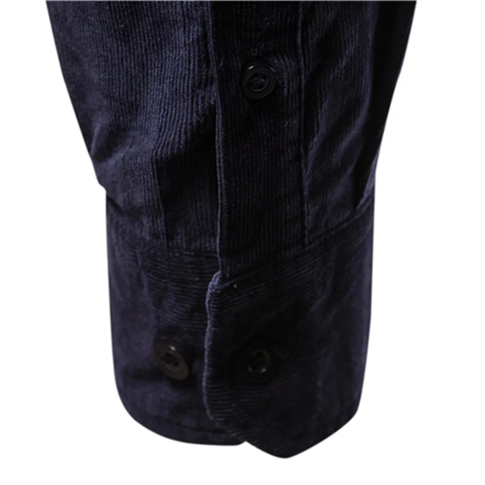 Men's Cotton Corduroy Shirt – Slim Fit Button-Down Casual Streetwear