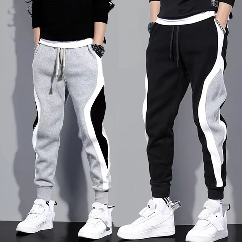 Men's Loose Harem Jogger Pants – Elastic Waist Casual Trousers with Pockets for Spring & Fall