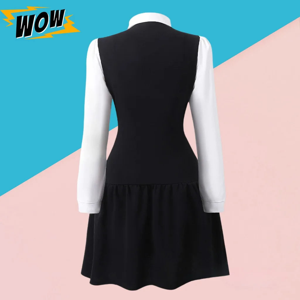 Teen Girls' Long Sleeve Preppy School Dress – Casual A-Line Dress for Ages 13–16