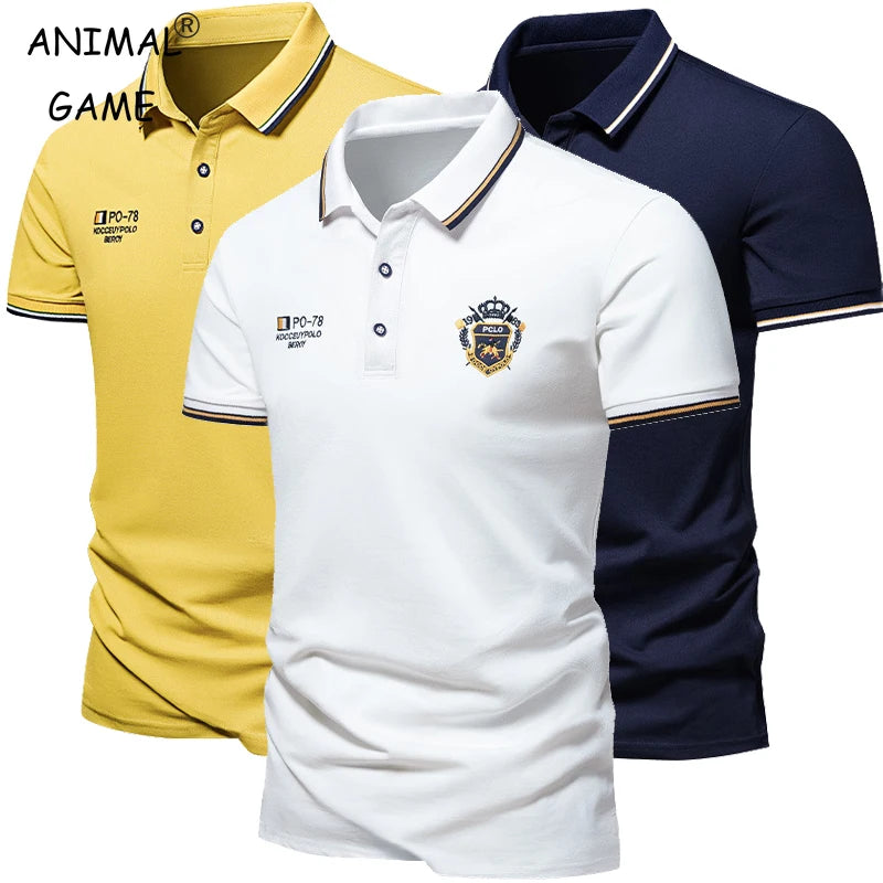 Men's Embroidered Polo Shirt — Luxury Casual Short Sleeve