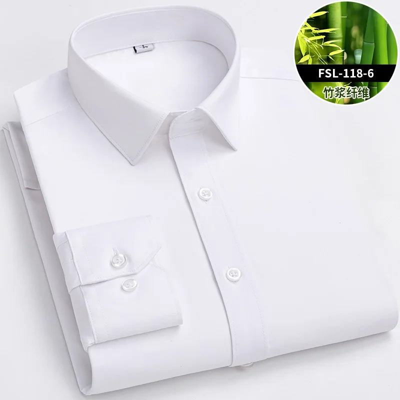 Men's Bamboo Fiber Dress Shirt — Anti-Wrinkle Slim Fit