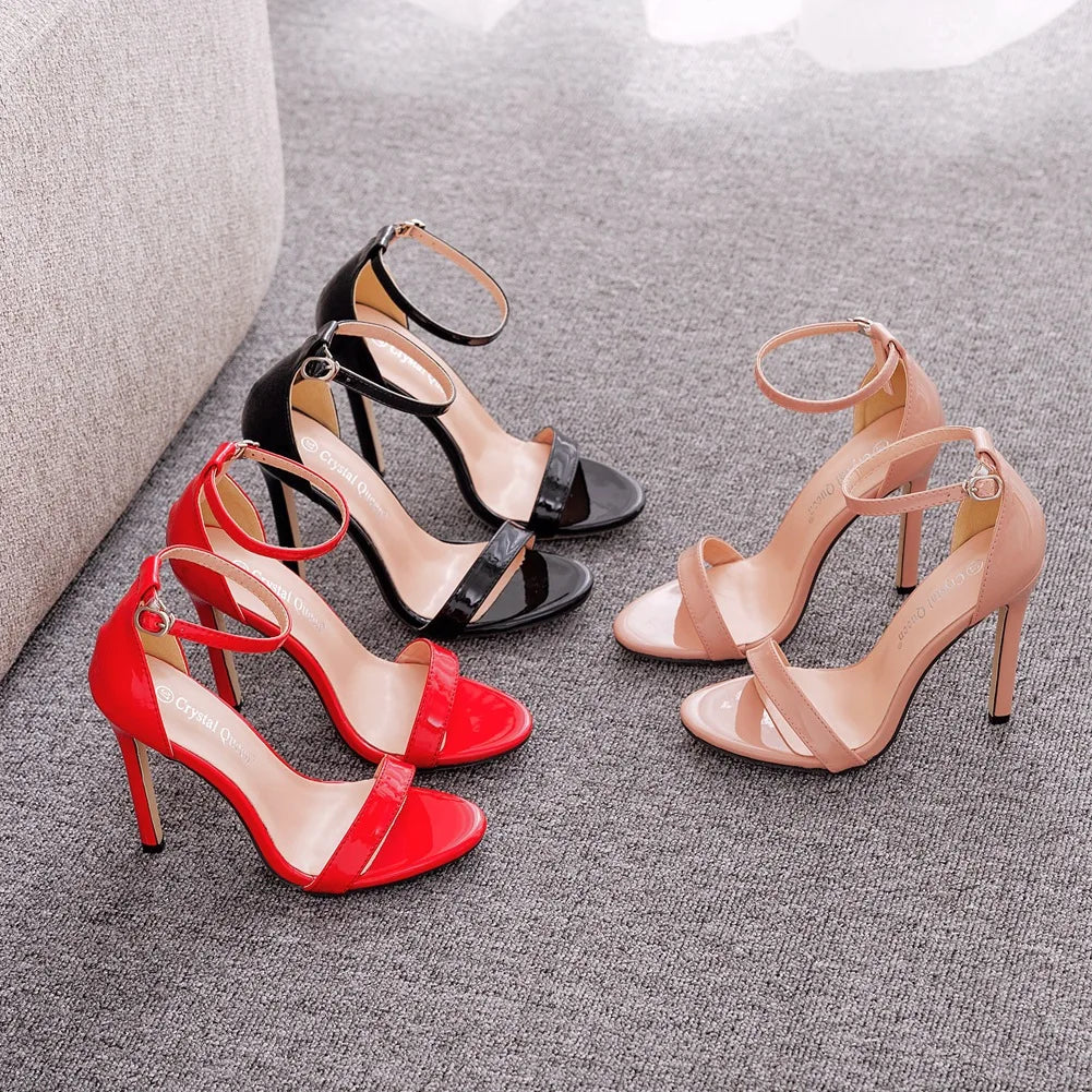 Women's 11cm Stiletto Buckle Strap Sandals – Sexy Open-Toe High Heel Party Shoes