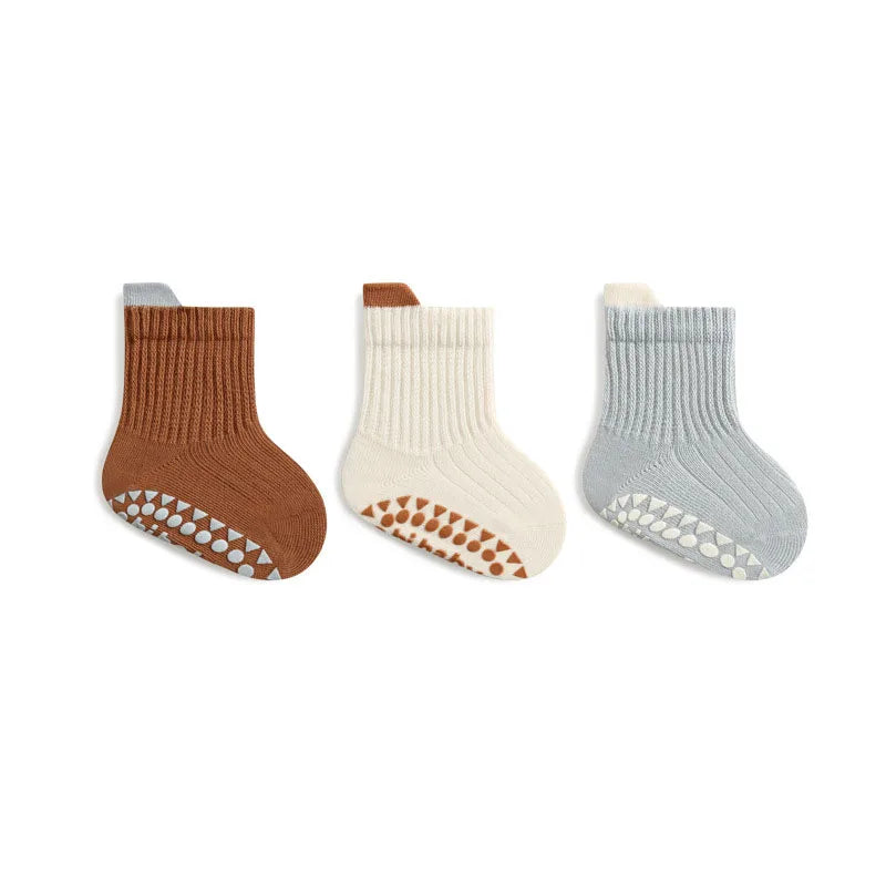 Kids Cotton Socks 3-Pack | Cute Breathable Non-Slip Baby & Toddler Socks