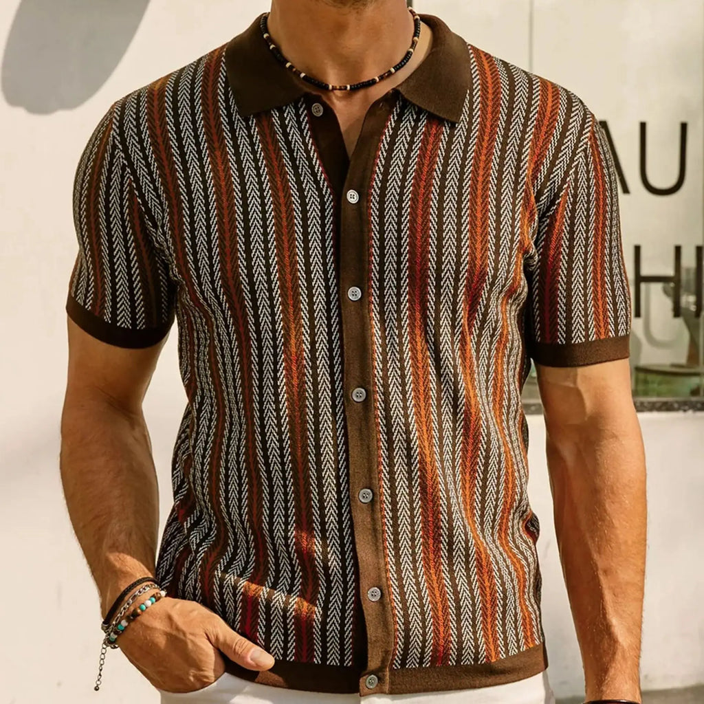High End Jacquard Striped Polo Shirts For Men Short Sleeve Elastic Summer Quality Viscose Knitted Smart Casual Camisas De Hombre