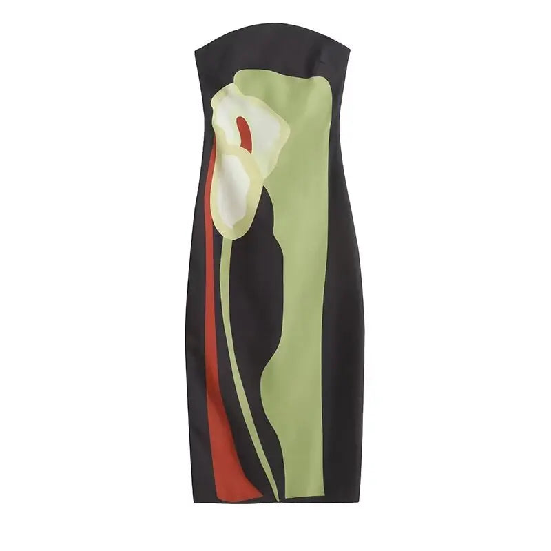 Strapless Printed Maxi Dress