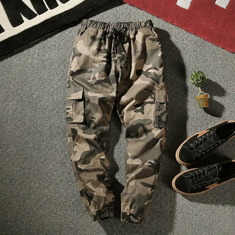 Men's Cargo Harem Pants – Streetwear Joggers with Drawstring