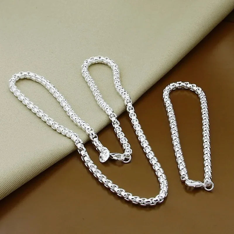Sterling Silver Box Chain Set