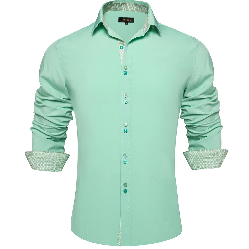 Men's Polyester Cotton Solid Black Shirts Long Sleeve Blue Paisley Patchwork Social Casual Dress Shirt Elegant Men Clothing