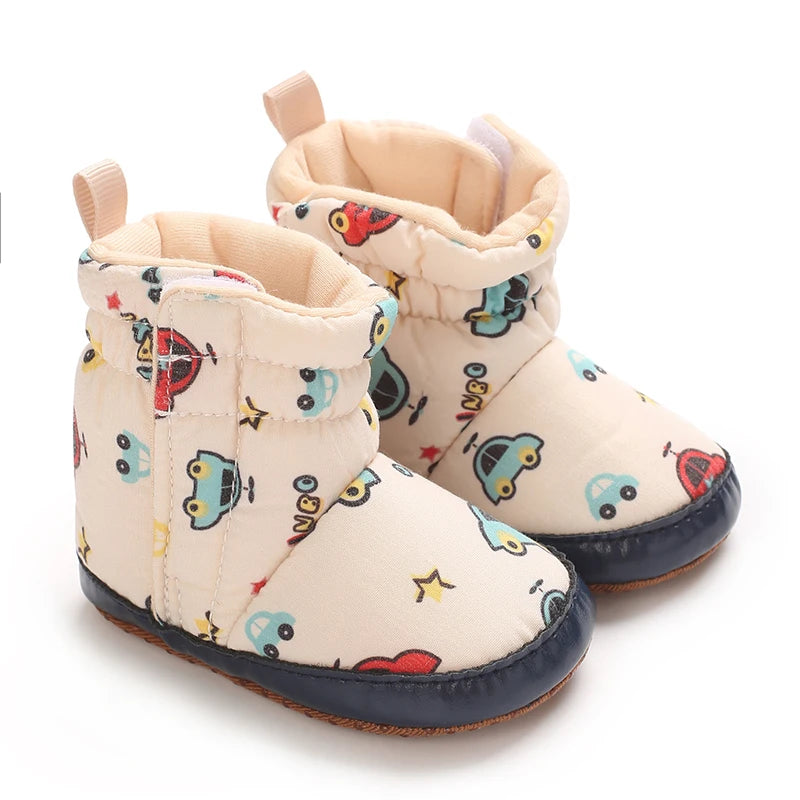 0-18M Apricot New Soft Winter Boots Baby Girl Boy Winter Warm Shoes Solid Fashion Toddler Fuzzy Balls First Walkers Kid Shoes