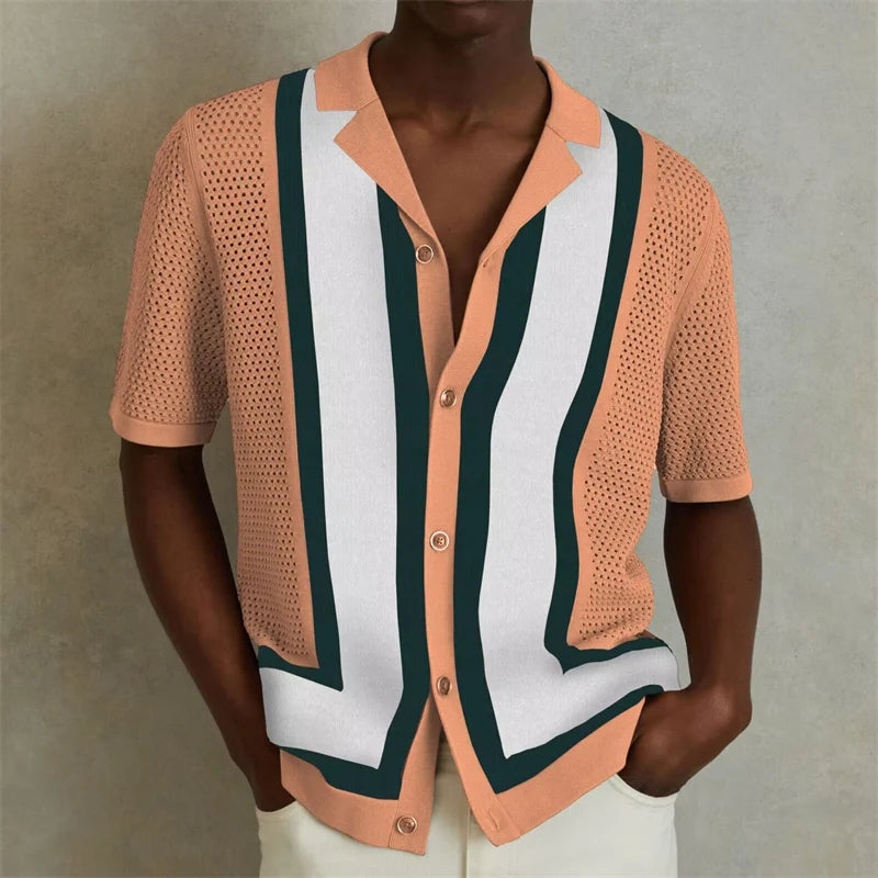 High End Jacquard Striped Polo Shirts For Men Short Sleeve Elastic Summer Quality Viscose Knitted Smart Casual Camisas De Hombre