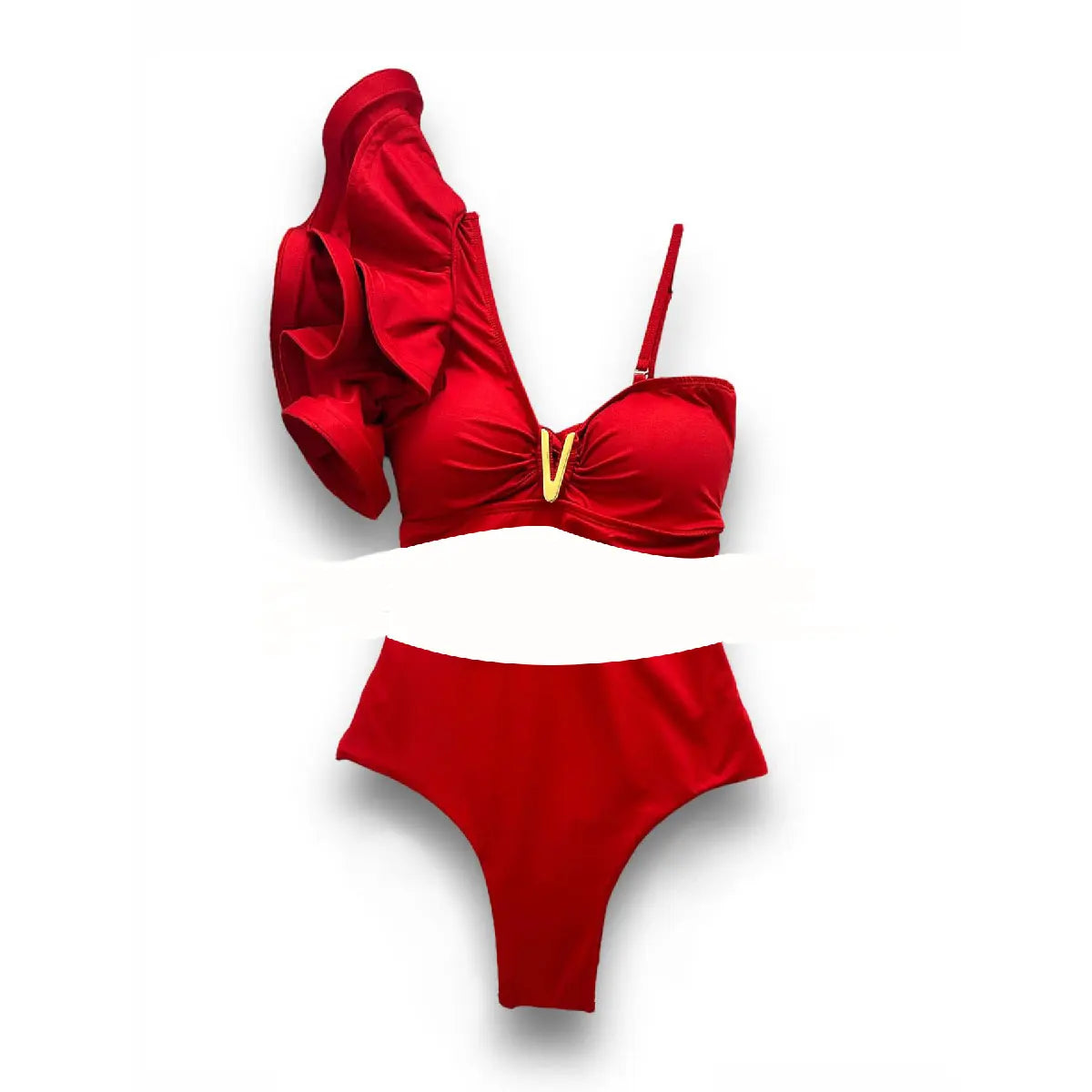 2025 New Sexy High Waist Bikini Sets Ruffle Swimwear Women Swimsuit Print Floral Dots V-neck Beach Wear Bathing Suits Biquini