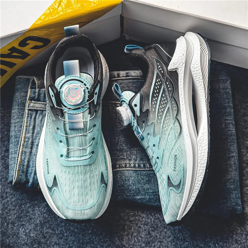 Men's Breathable Mesh Sneakers – Rotating Buckle Sport Shoes