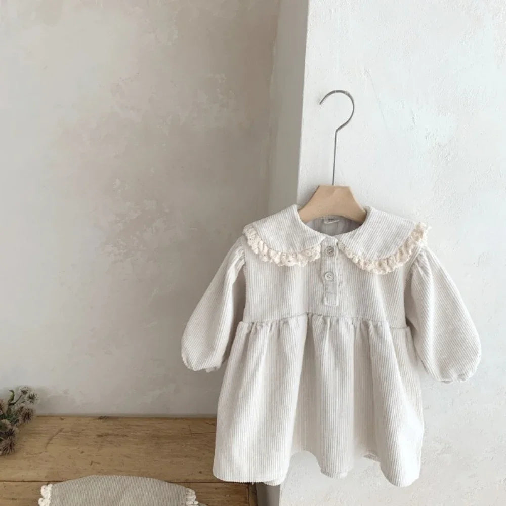 Toddler Girl Corduroy Dress — Peter Pan Collar Long Sleeve