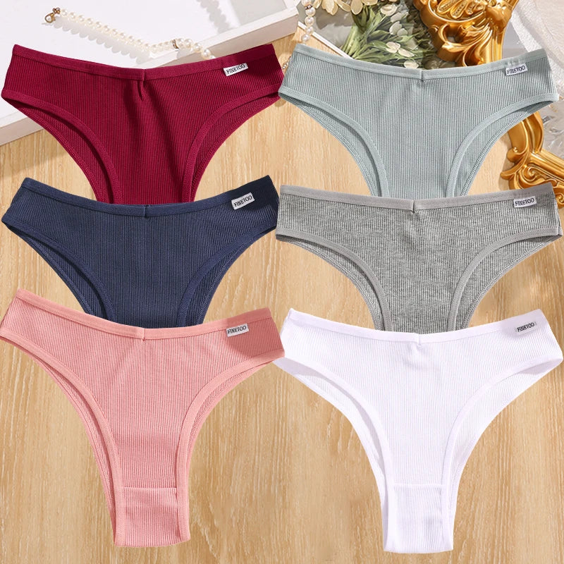 FINETOO 6Pcs Cotton Lingerie Panties Sexy Underwear Women Briefs Tangas Female Underpants Pantys Thong Panties Bikini 13 Color