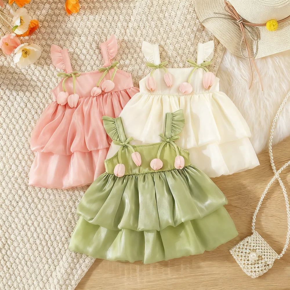 Baby Girl Floral Summer Dress — Sleeveless Cotton