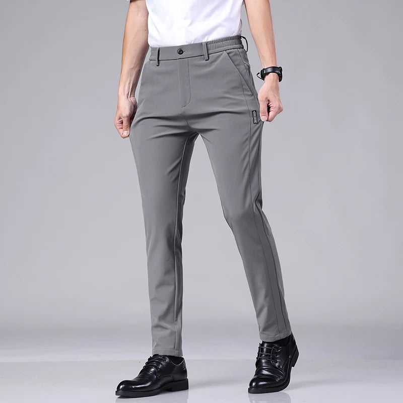 Men's Ice Silk Slim Straight Pants – Lightweight Summer Trousers