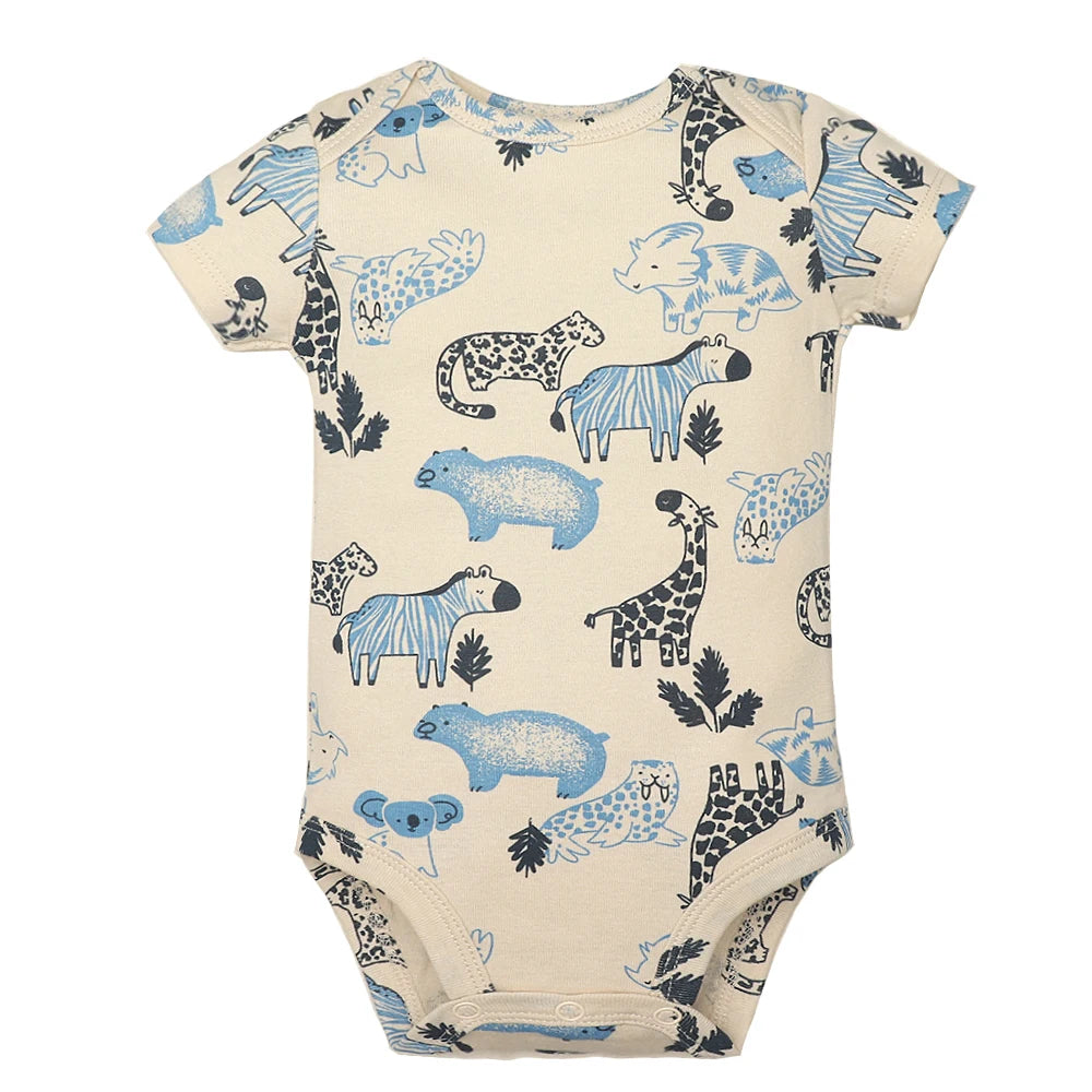 Baby Cotton Cartoon Romper – Short Sleeve Jumpsuit (0–24M)