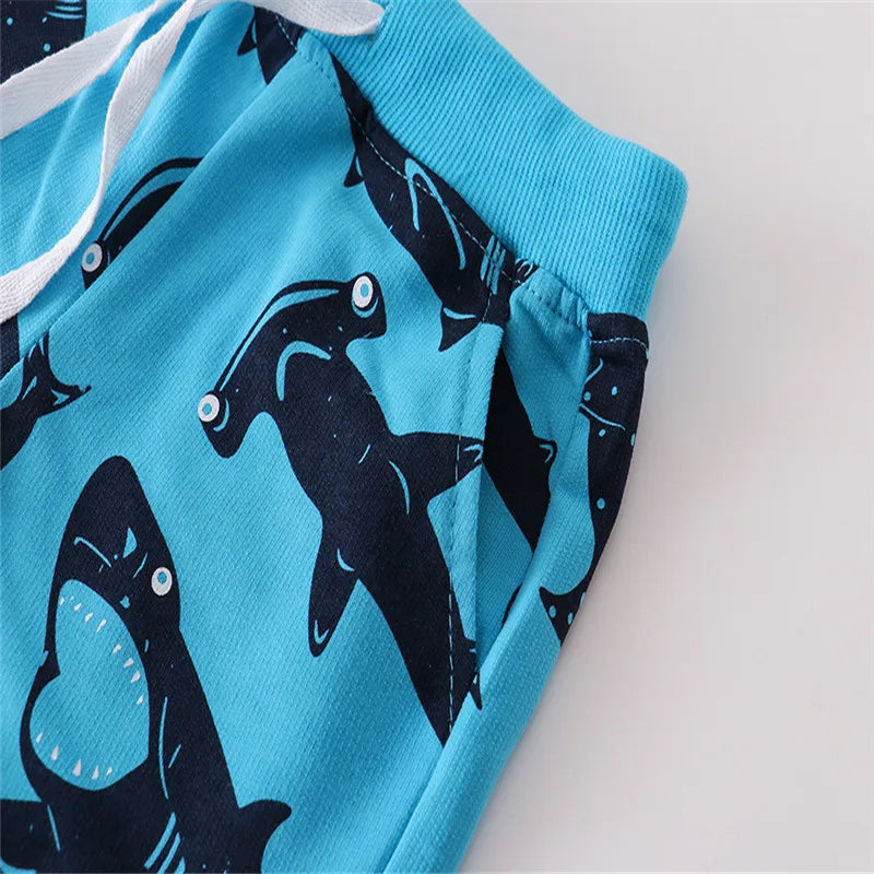 Jumping Meters 2-7T Summer Boys Shorts Sharks Print Drawstring Baby Boys Girls Short Pants Animals  Children's Kids Trousers