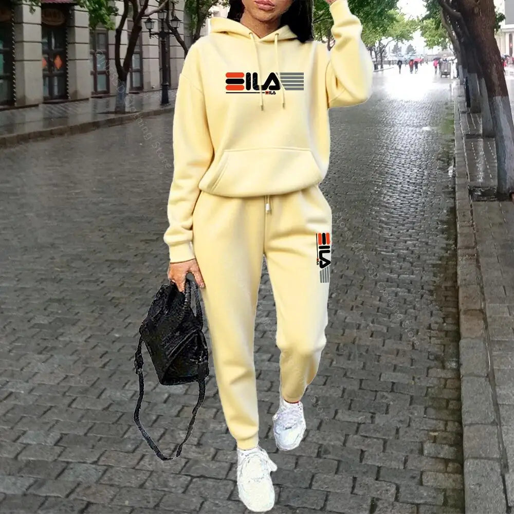Womens Clothing Autumn Winter Hoodies Pants Fashion High Quality Aesthetic Luxury Brand Designer Streetwear Pants Sets for Women
