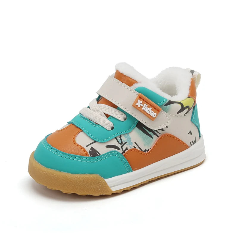 Baby Boys Girls Plush Fleece Winter Warm Sneakers Soft Bottom Non-slip Toddler Shoes