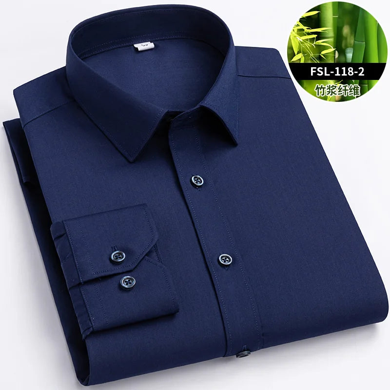 Men's Bamboo Fiber Dress Shirt — Anti-Wrinkle Slim Fit