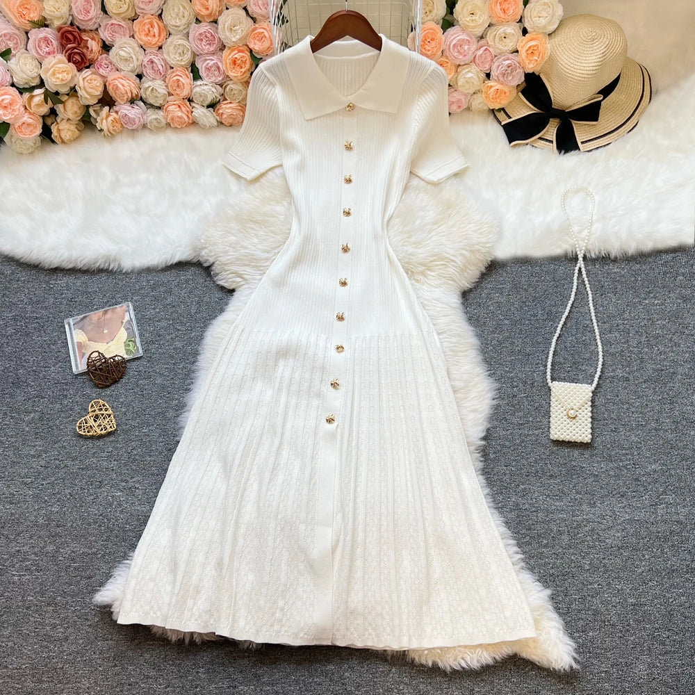 Collared Knit Midi Dress