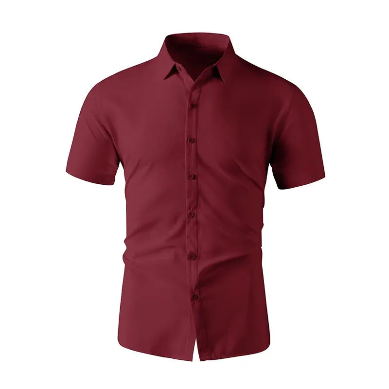 Men's Short Sleeve Dress Shirt – Smart Casual Wrinkle-Free Summer Top