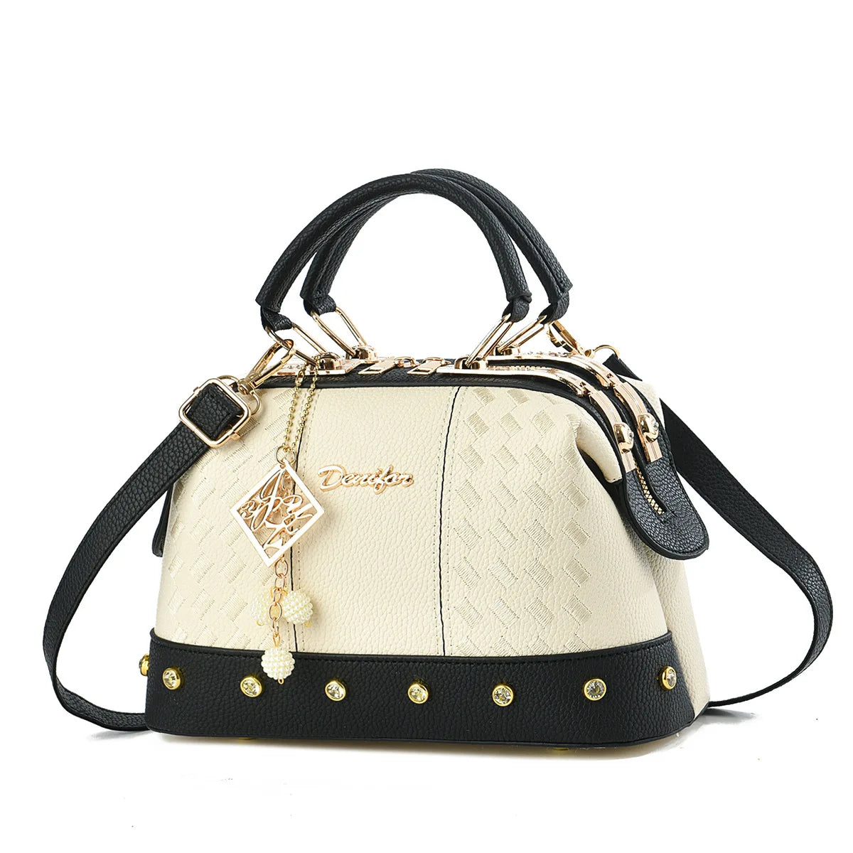 Fashionable Minimalist Women's Handbag Crossbody Shoulder Bag PU Material City Style Small Square Bag Metal Rivet Detail