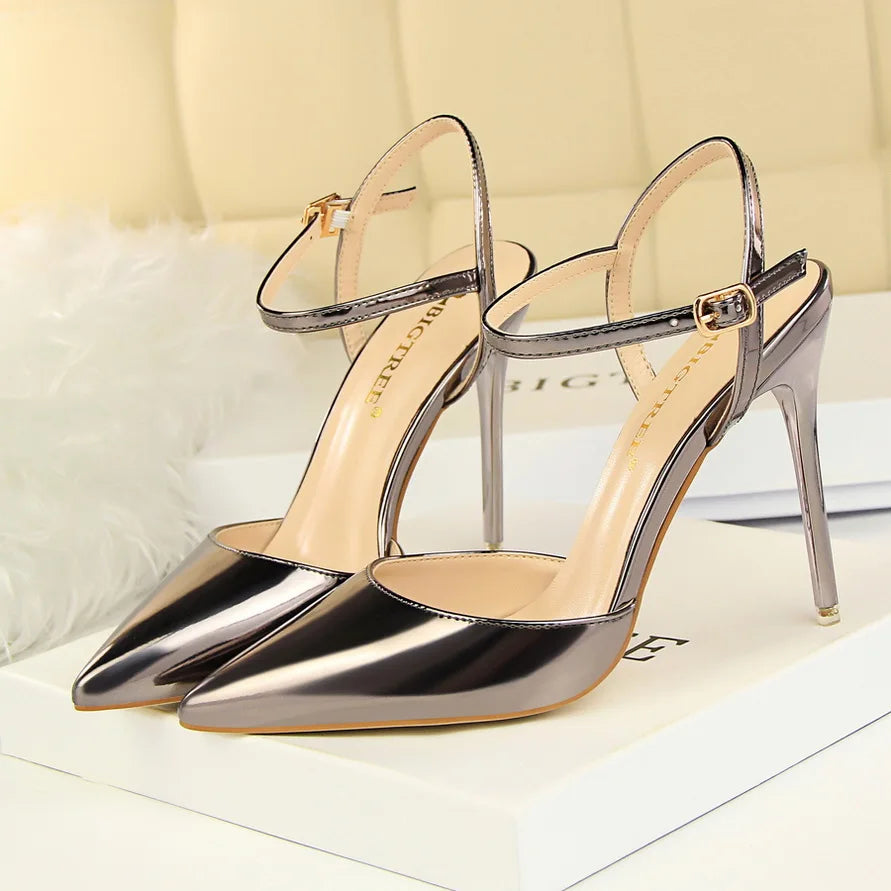 Women's Stiletto Heel Ankle Strap Sandals – 10.5cm High Heels for Wedding & Party